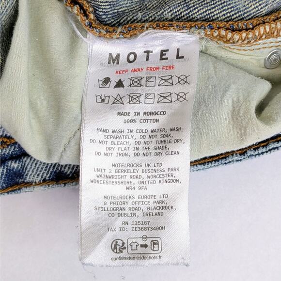 Motel Denim Jeans Womens W 28 L 34 Blue Wide Leg 100% Cotton Low Rise Rigid - Picture 9 of 11